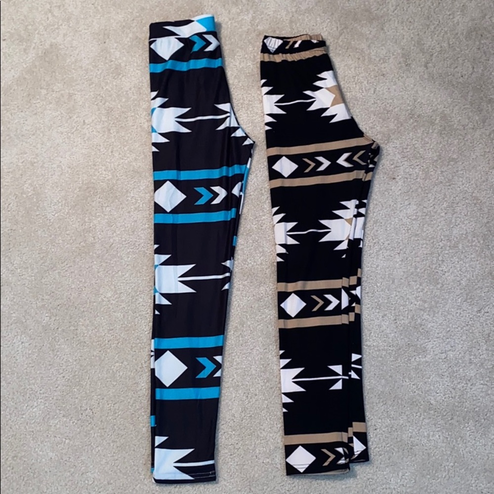 Two pairs Aztec print leggings Medium